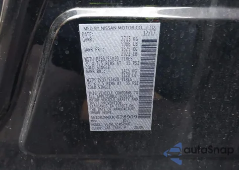 2018 Nissan Pathfinder Platinum from USA, damaged, VIN 5N1DR2MM9JC628909